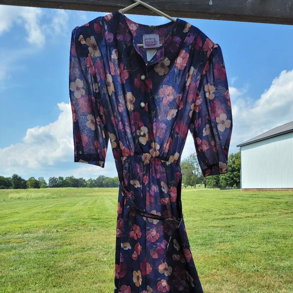 California Looks Semi Sheer Full Sweep Floral Dress